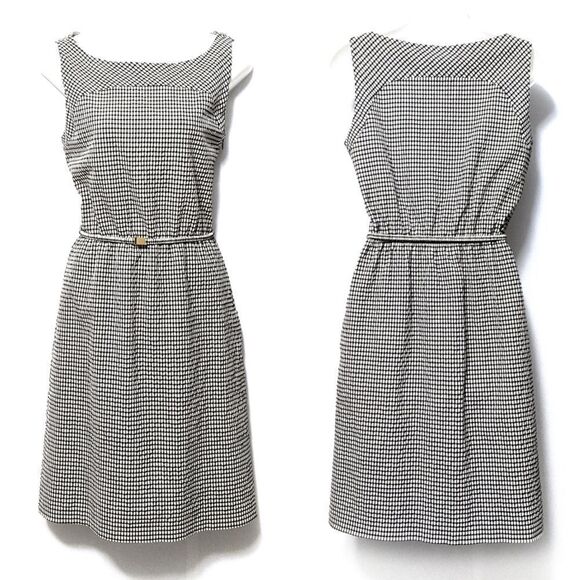 RENE LEZARD Wool Cotton Gingham Dress 4 - Picture 1 of 9